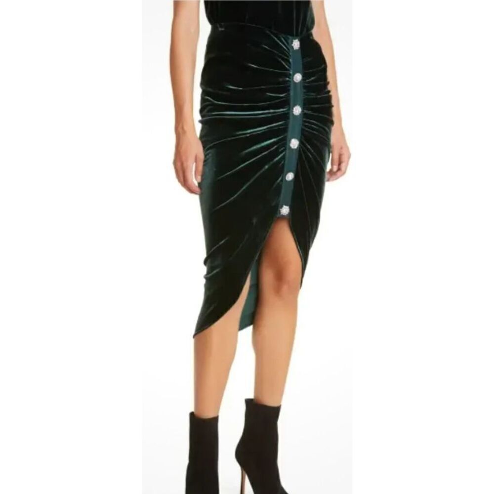 Veronica Beard Navita Skirt with Jeweled Buttons in Emerald Green NWT Size 8